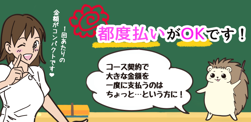 都度払いがOKです!ゆうスキンクリニック